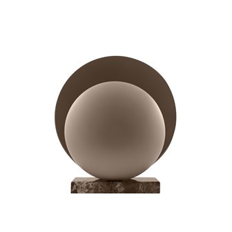 Okrągła lampa stołowa designerska brązowa na kamiennej podstawie Globen Lighting 02